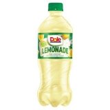 A 20 oz bottle of Dole Lemonade Juice with a green cap and a label featuring lemons and the word "LEMONADE" in bold.